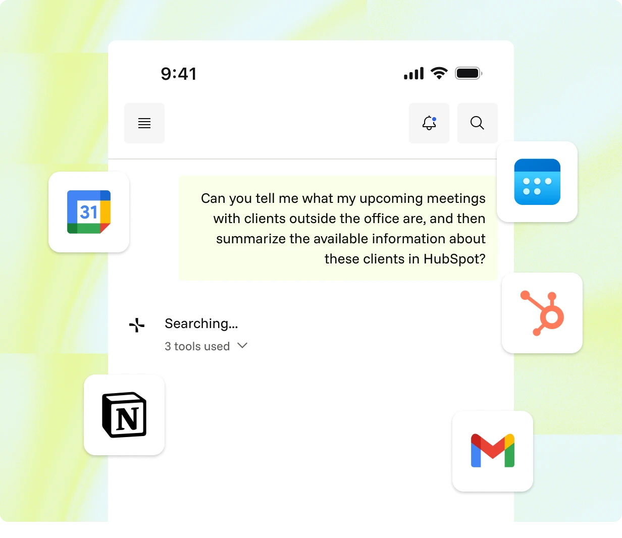 Forra mobile assistant connected to workplace tools