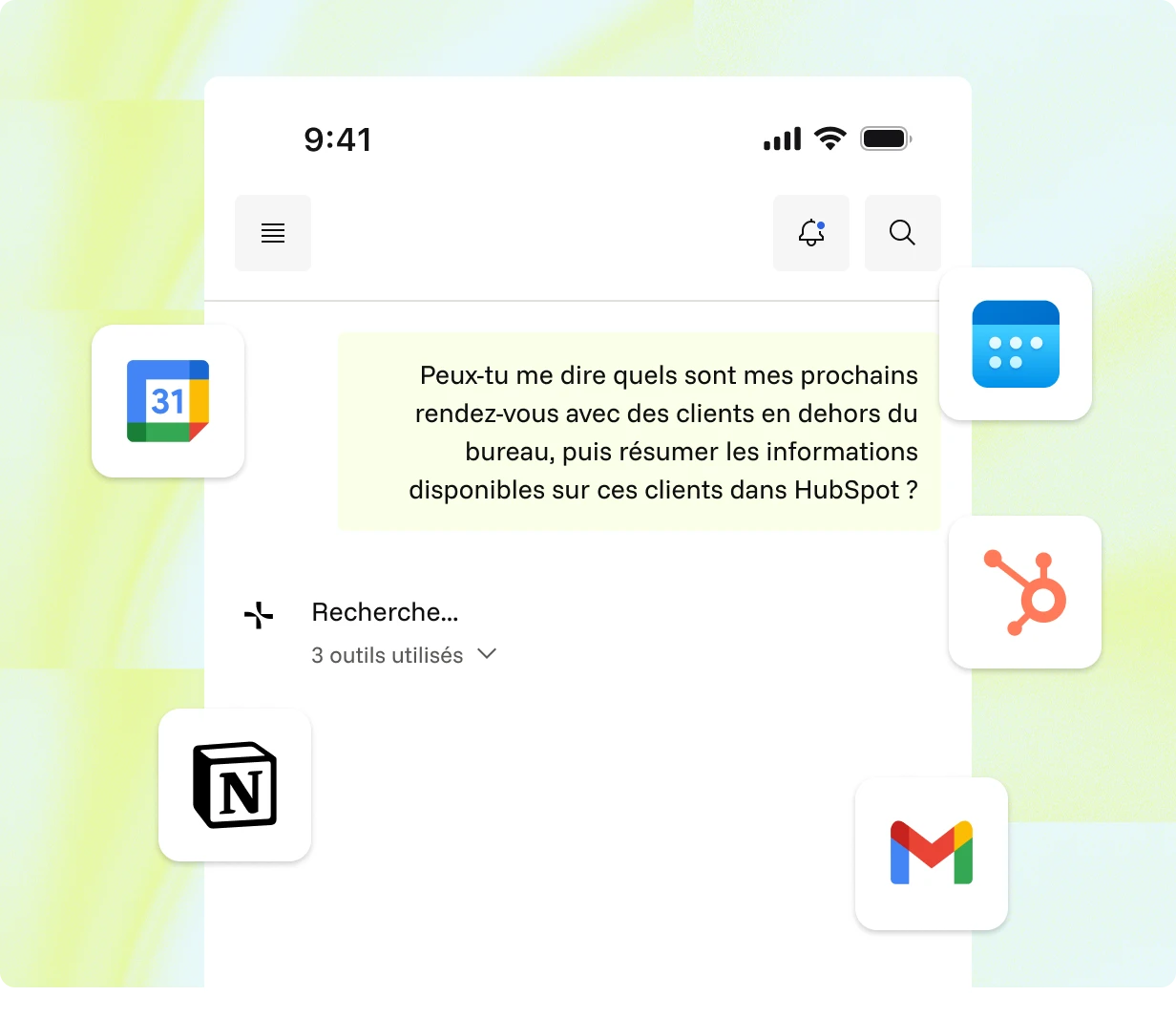 Assistant mobile Forra connecté aux outils de travail